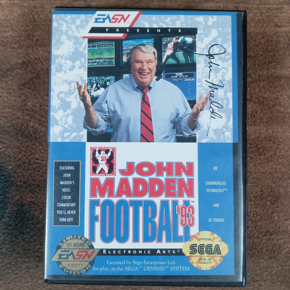 John Madden Football 93 Sega Genesis Cartridge and Case Electronic Arts